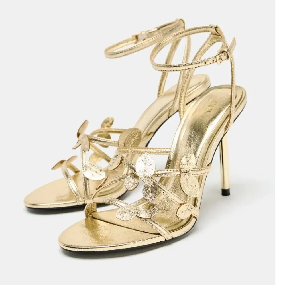 ✨ Zara‎ Metallic Effect Fancy Sandals – New in Shoe Bag - Size 9 (Euro 40)✨